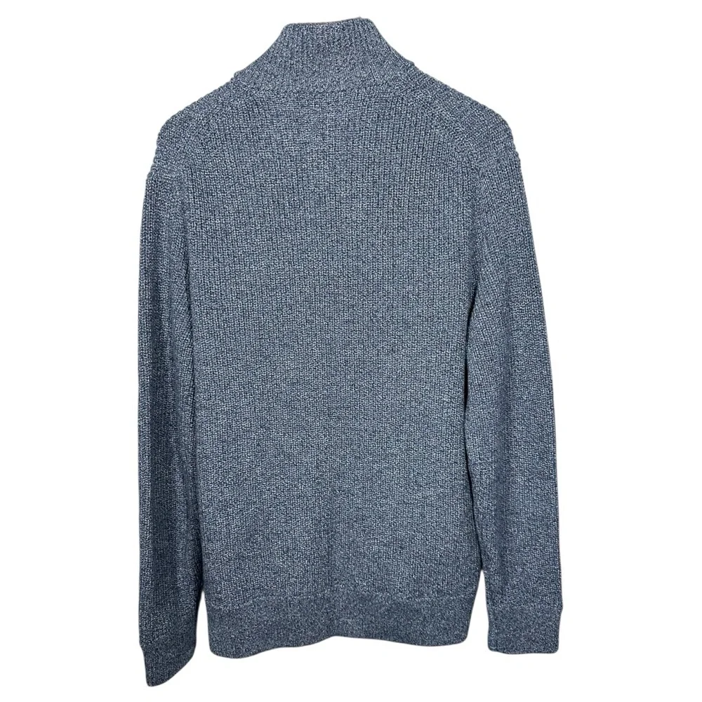 J.Crew Factory Mens Marled Knit Cardigan Sz M Mock Collar Blue Heritage‎ Preppy